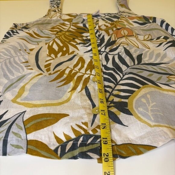 C&C California Womens Linen Tank Top Sleeveless Button Front Sz Large Leaf Print - Picture 5 of 8